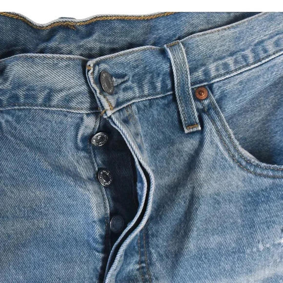 Levi’s || 501 Original Shorts Classic Light Blue Denim Wash Heavy Frayed Sz 33 - Picture 5 of 11